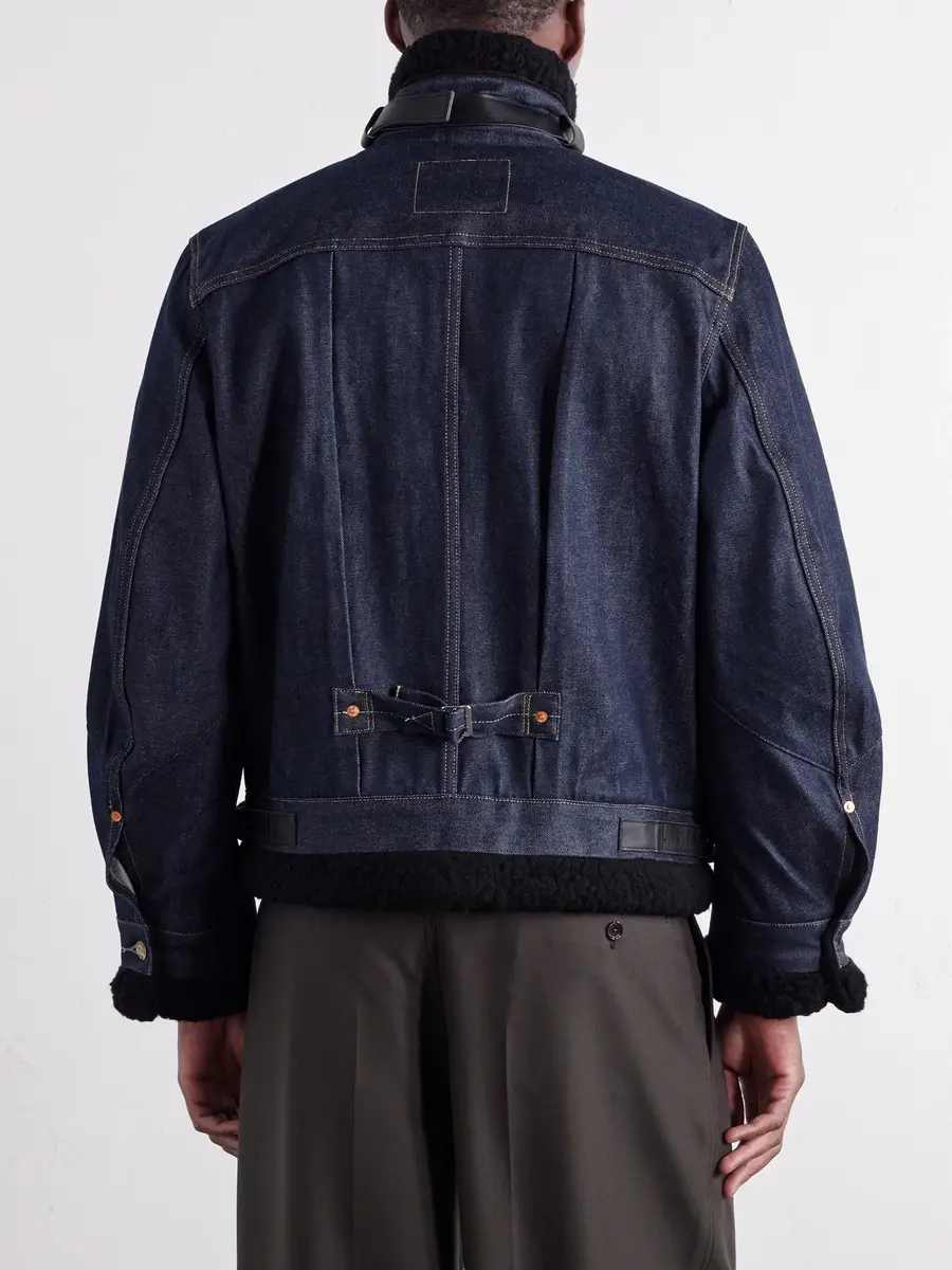 Sacai Levi's Plush and Leather-Trimmed Denim Jacket - Men | Thumbnail 4