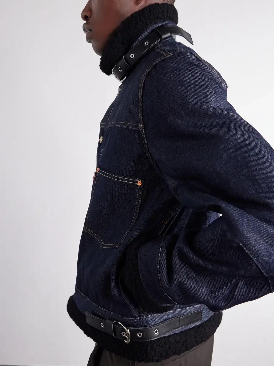 Sacai Levi's Plush and Leather-Trimmed Denim Jacket - Men | Thumbnail 5