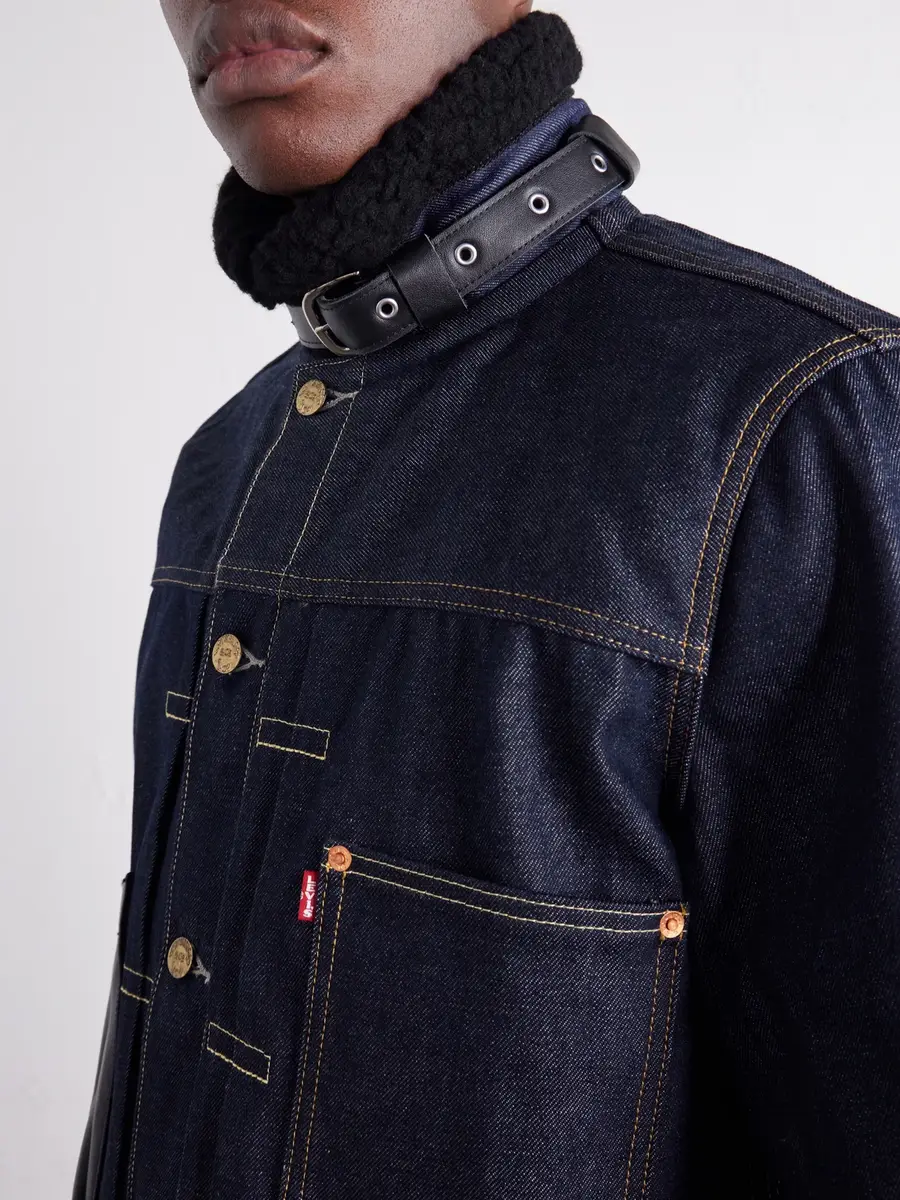 Sacai Levi's Plush and Leather-Trimmed Denim Jacket - Men | Thumbnail 6