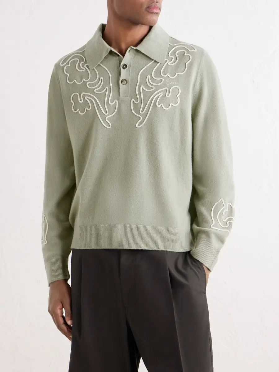 BODE Blaze Embroidered Wool Polo Shirt - Men | Thumbnail 3
