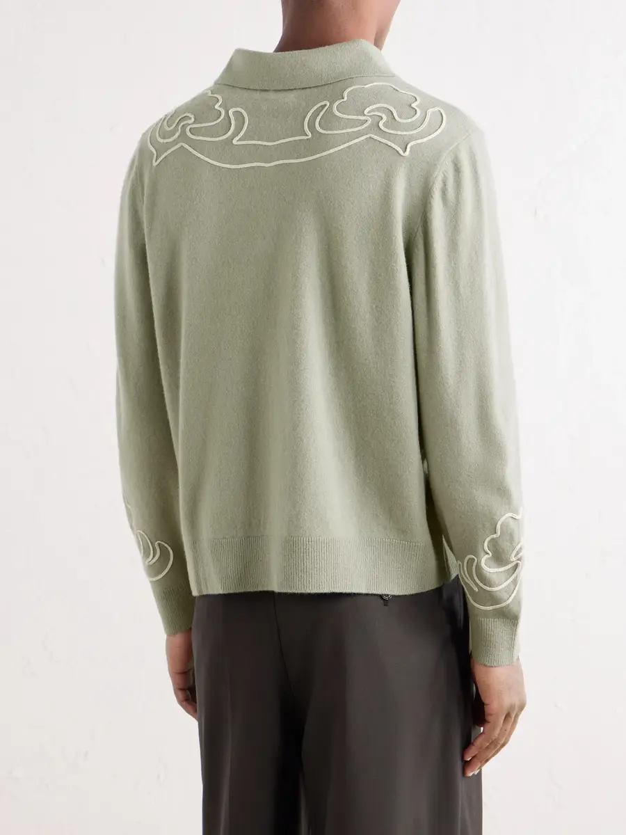 BODE Blaze Embroidered Wool Polo Shirt - Men | Thumbnail 4
