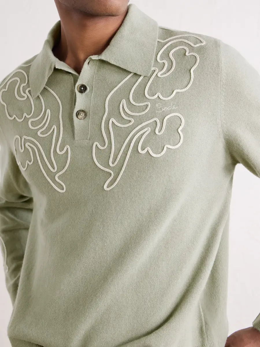 BODE Blaze Embroidered Wool Polo Shirt - Men | Thumbnail 5