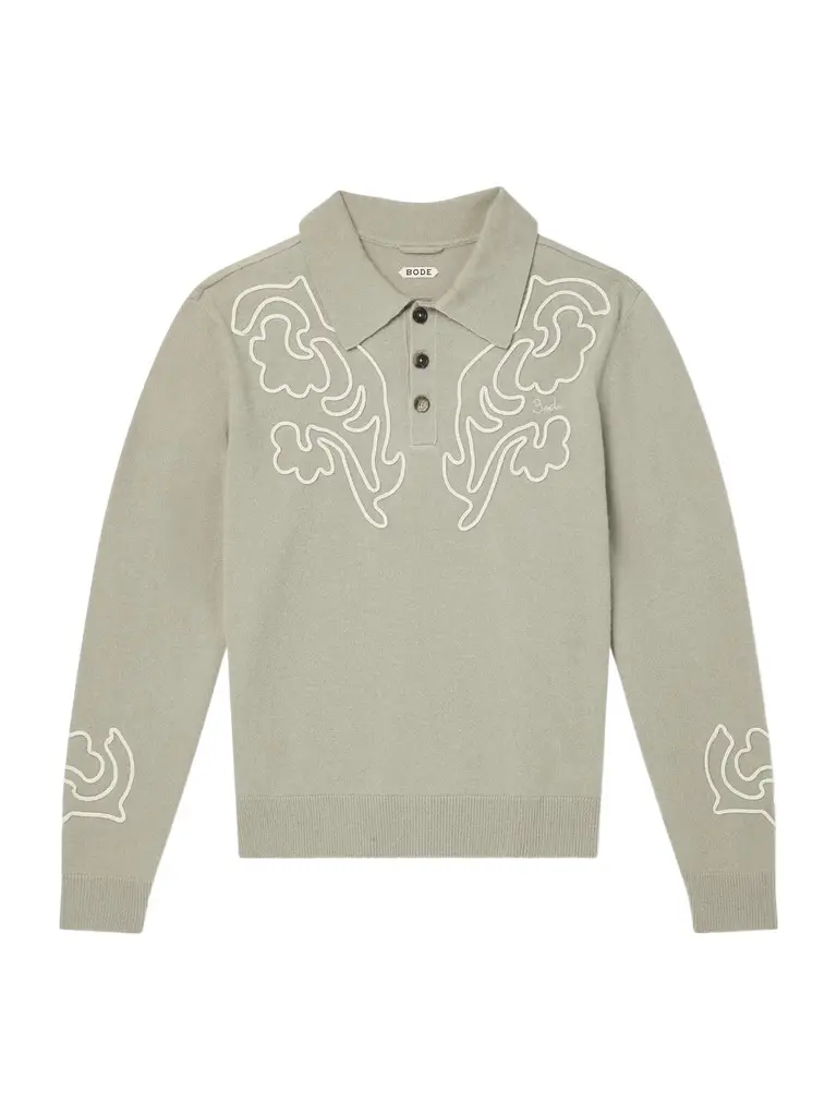 BODE Blaze Embroidered Wool Polo Shirt - Men