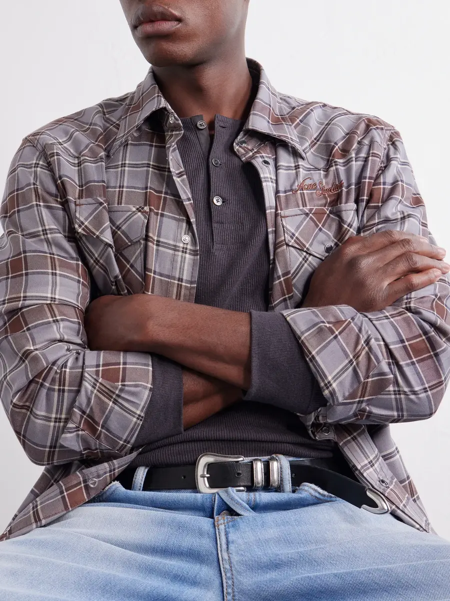 Acne Studios Logo-Embroidered Checked Flannel Shirt - Men | Thumbnail 5 Acne Studios Logo-Embroidered Checked Flannel Shirt - Men | Thumbnail 5