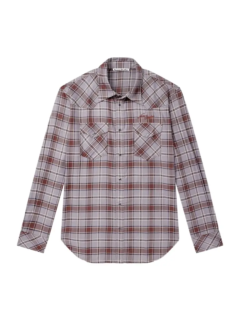 Logo-Embroidered Checked Flannel Shirt - Men Logo-Embroidered Checked Flannel Shirt - Men