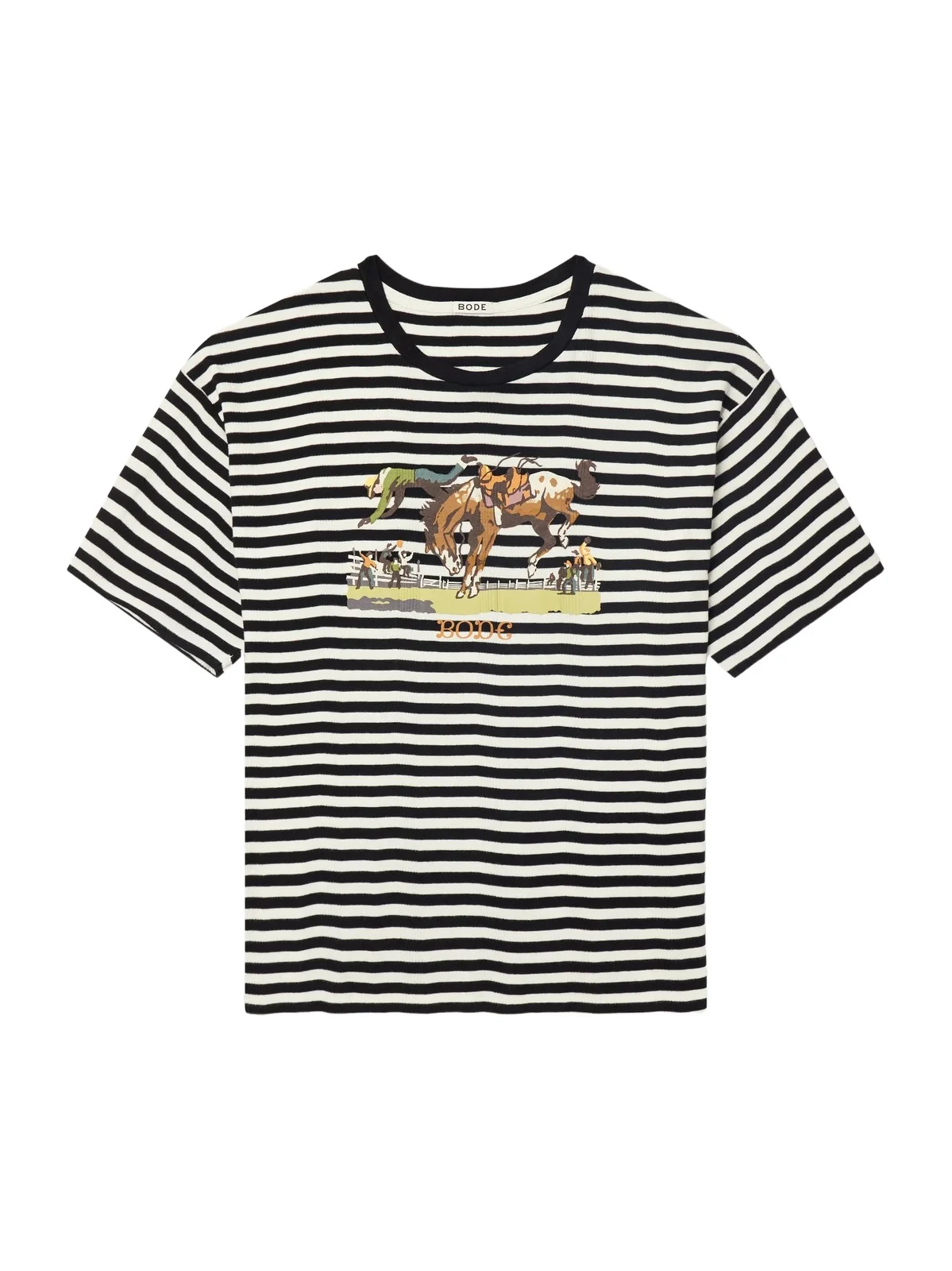 BODE Printed Striped Ribbed Cotton-Jersey T-Shirt - Men