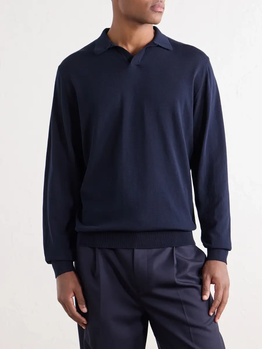Rubinacci Sea Island Cotton Polo Shirt - Men | Thumbnail 3 Rubinacci Sea Island Cotton Polo Shirt - Men | Thumbnail 3