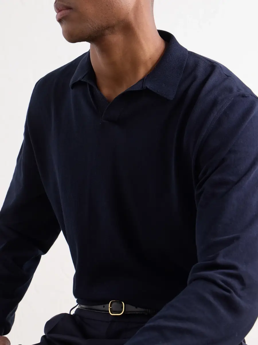 Rubinacci Sea Island Cotton Polo Shirt - Men | Thumbnail 5 Rubinacci Sea Island Cotton Polo Shirt - Men | Thumbnail 5