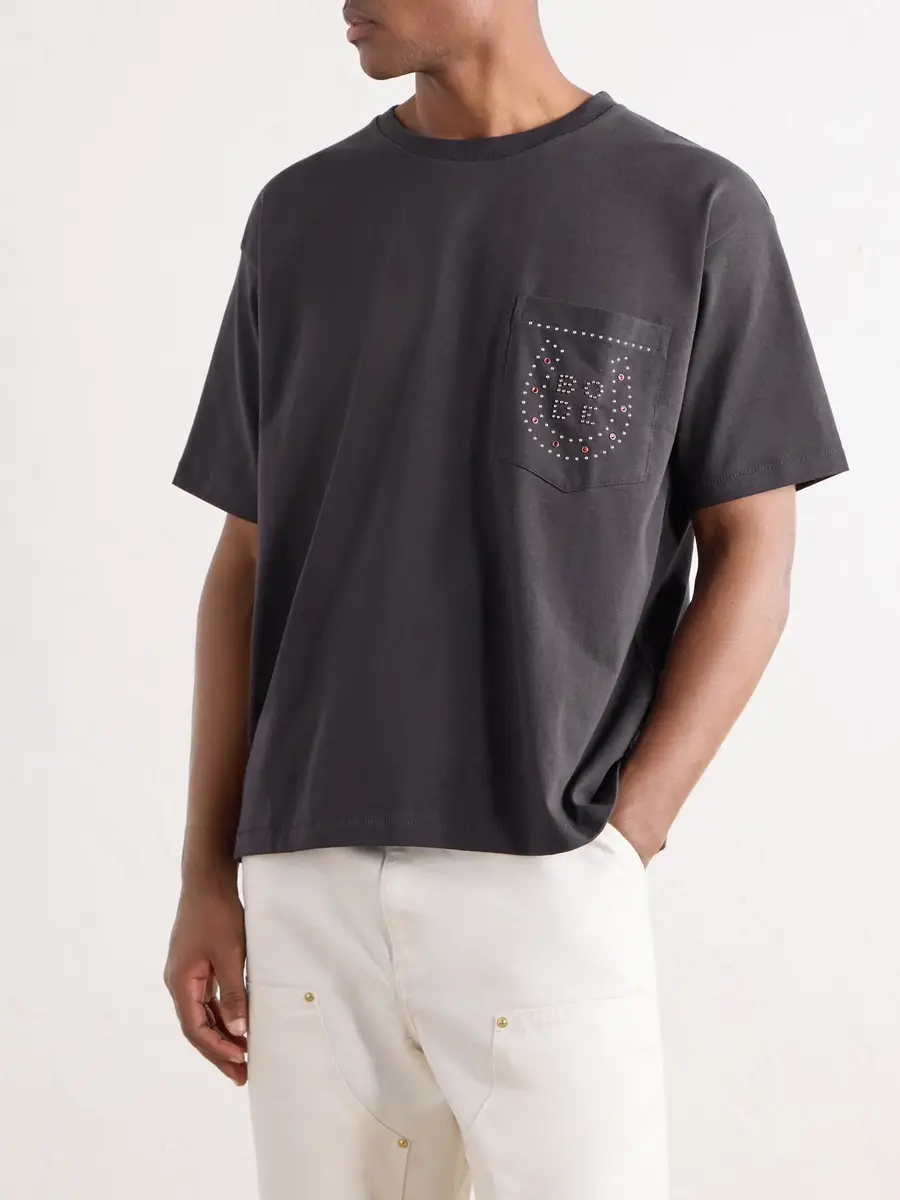 BODE Studded Cotton-Jersey T-Shirt - Men | Thumbnail 3 BODE Studded Cotton-Jersey T-Shirt - Men | Thumbnail 3