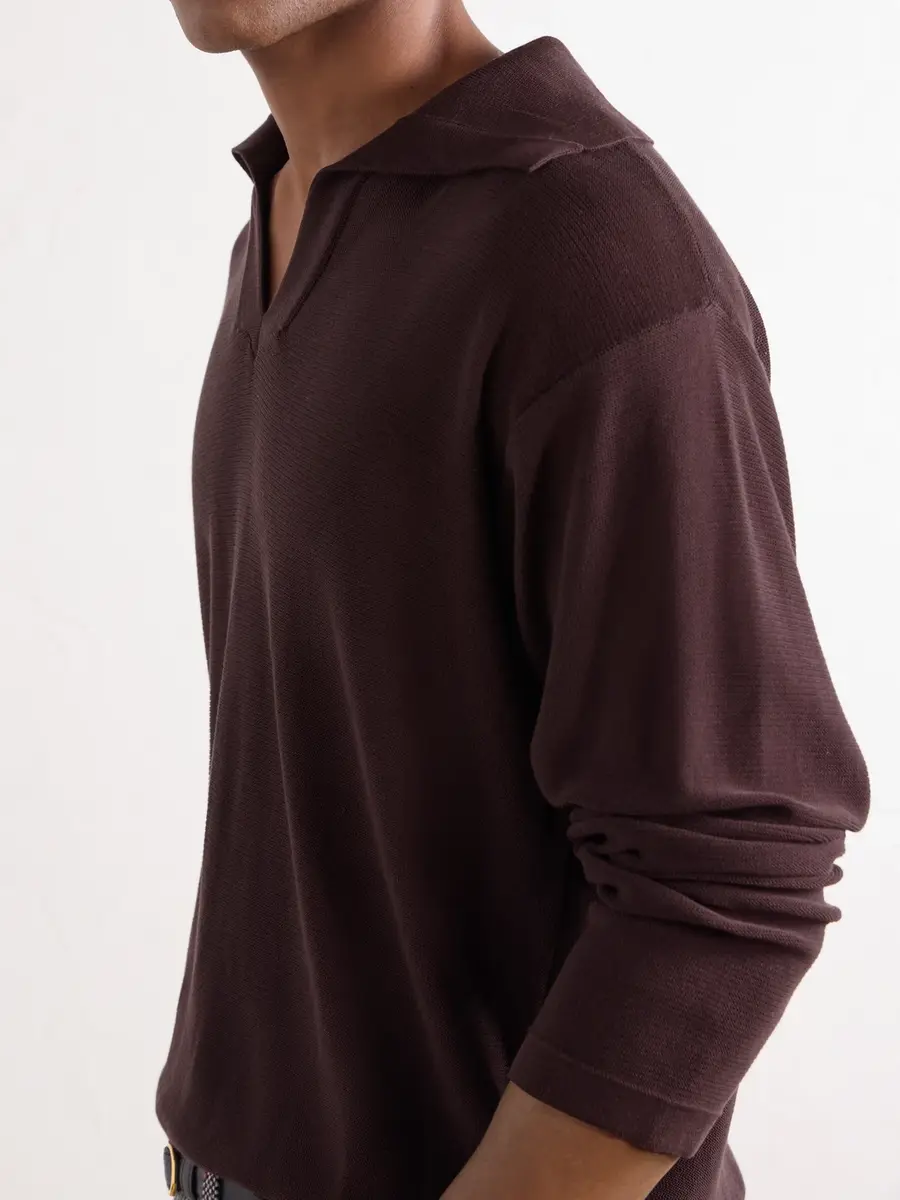 BODE Knitted Cotton-Crepe Polo Shirt - Men | Thumbnail 5 BODE Knitted Cotton-Crepe Polo Shirt - Men | Thumbnail 5