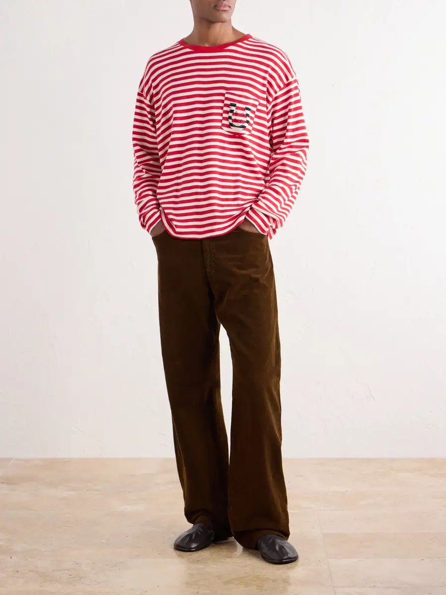 BODE Logo-Embroidered Striped Ribbed Cotton-Jersey T-Shirt - Men | Thumbnail 2