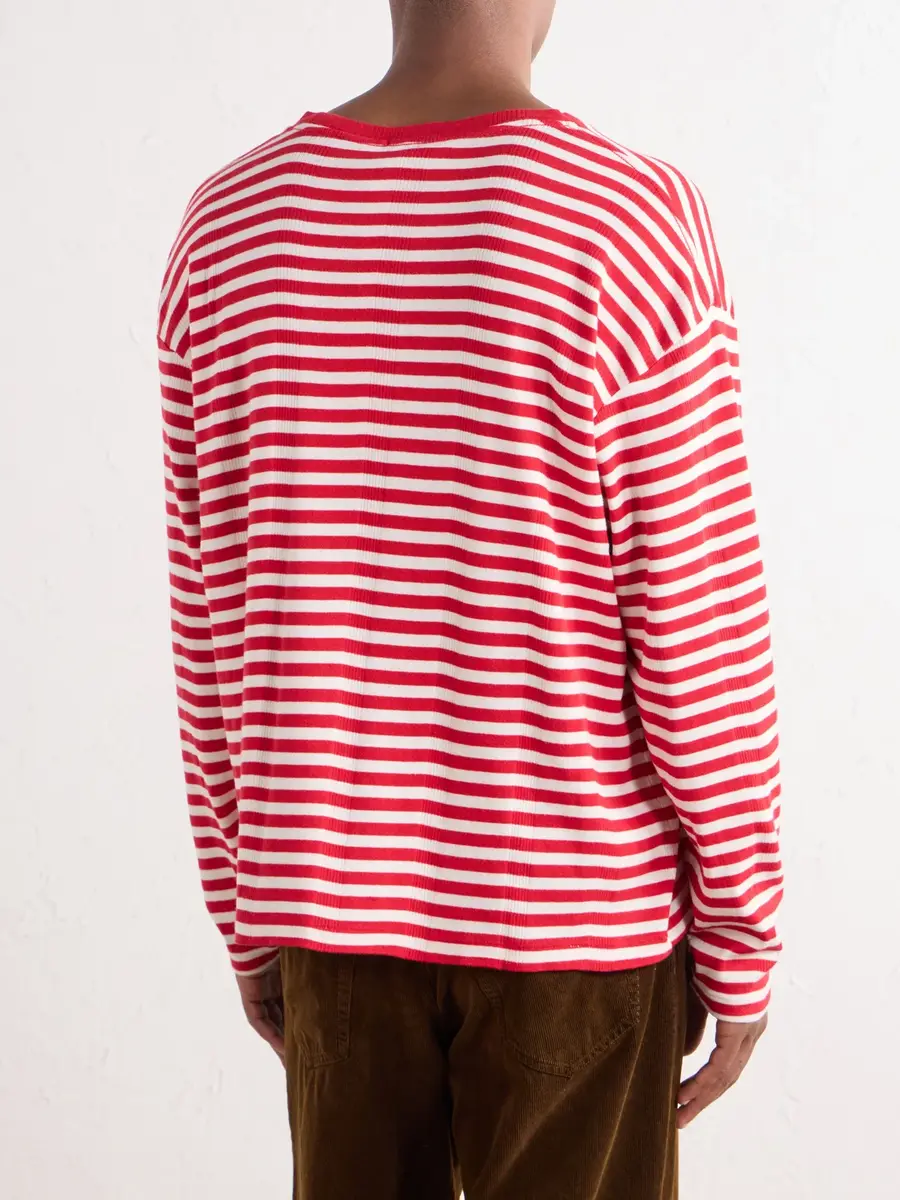 BODE Logo-Embroidered Striped Ribbed Cotton-Jersey T-Shirt - Men | Thumbnail 4