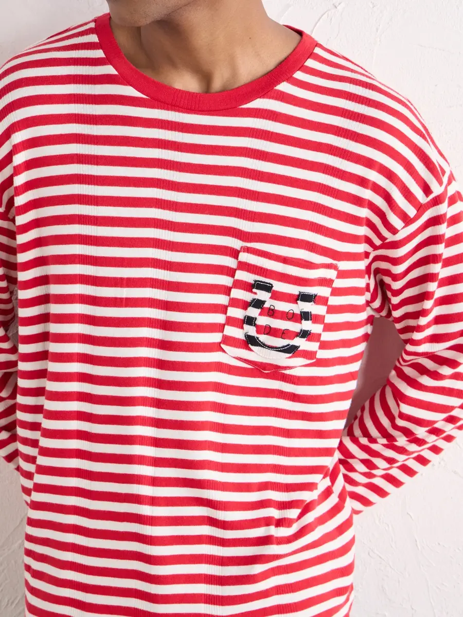 BODE Logo-Embroidered Striped Ribbed Cotton-Jersey T-Shirt - Men | Thumbnail 5