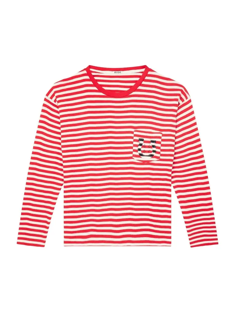 BODE Logo-Embroidered Striped Ribbed Cotton-Jersey T-Shirt - Men
