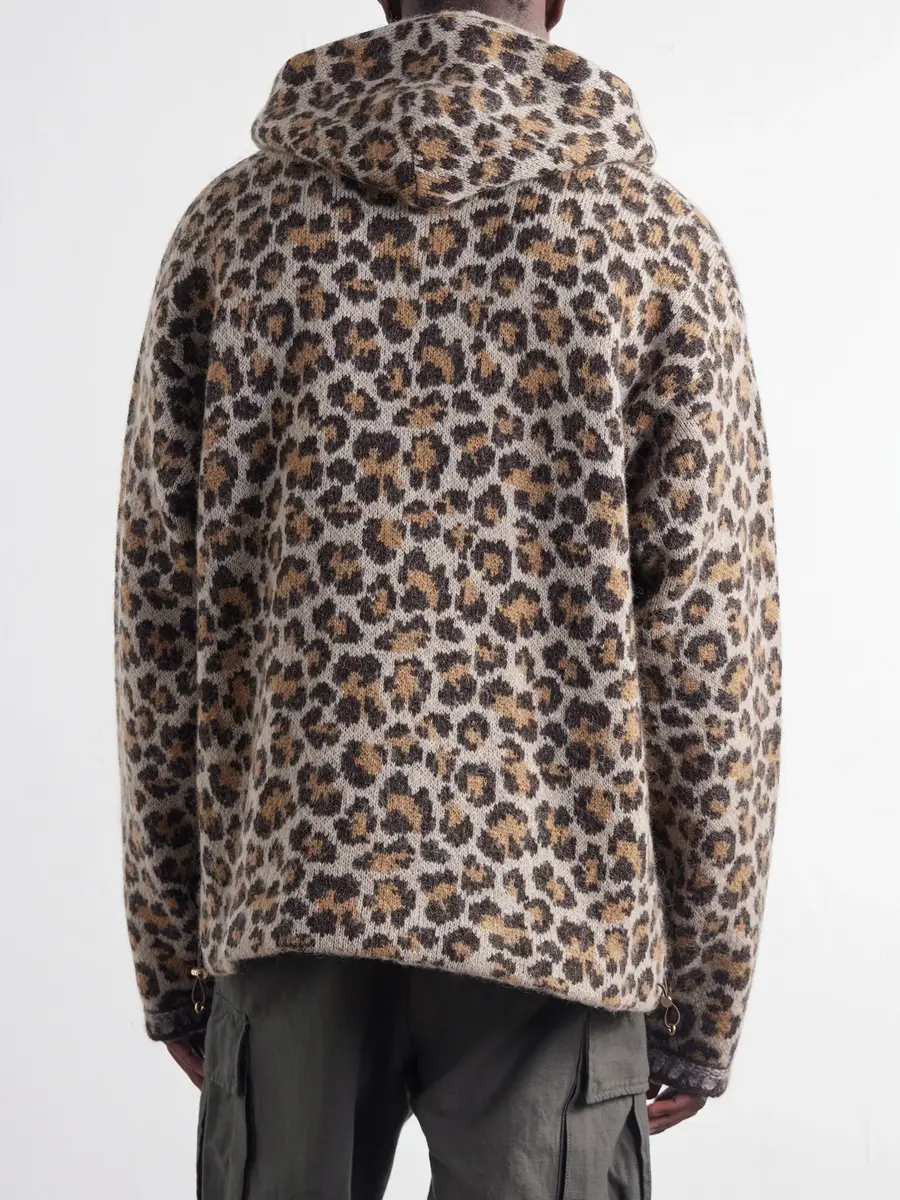 KAPITAL Hooded Leopard-Jacquard Half-Zip Sweater - Men | Thumbnail 4 KAPITAL Hooded Leopard-Jacquard Half-Zip Sweater - Men | Thumbnail 4