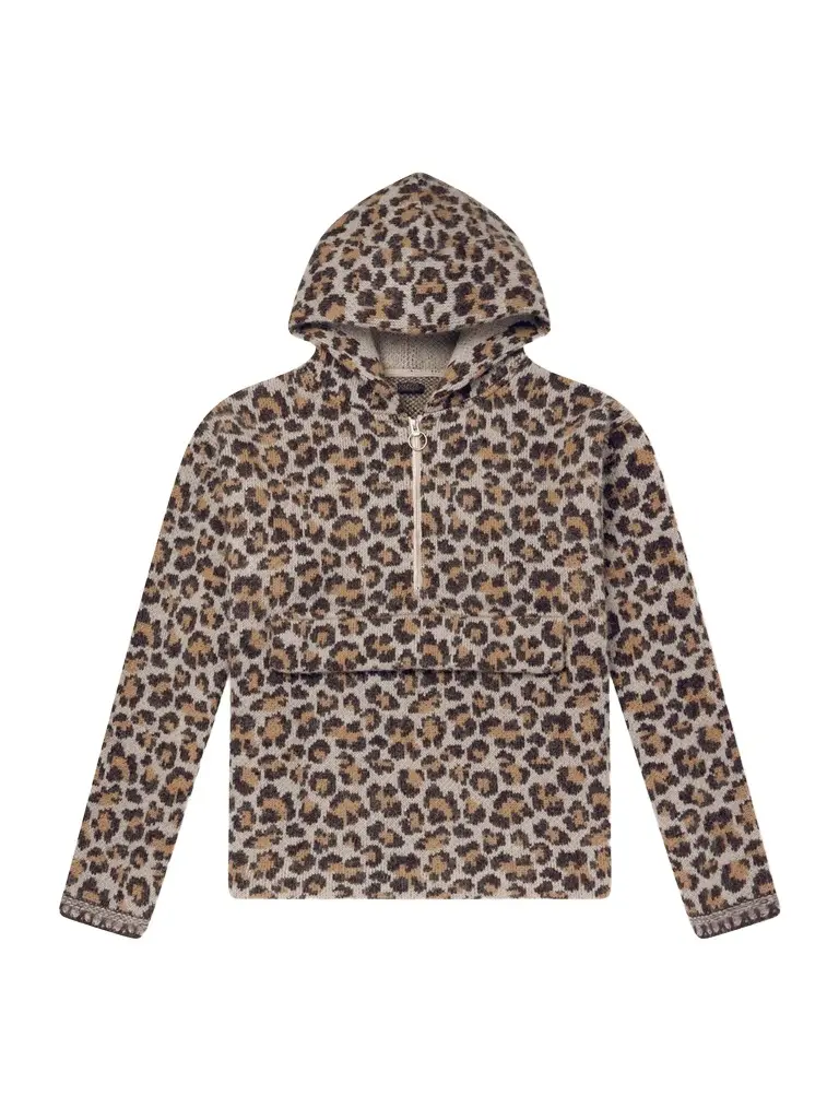 KAPITAL Hooded Leopard-Jacquard Half-Zip Sweater - Men