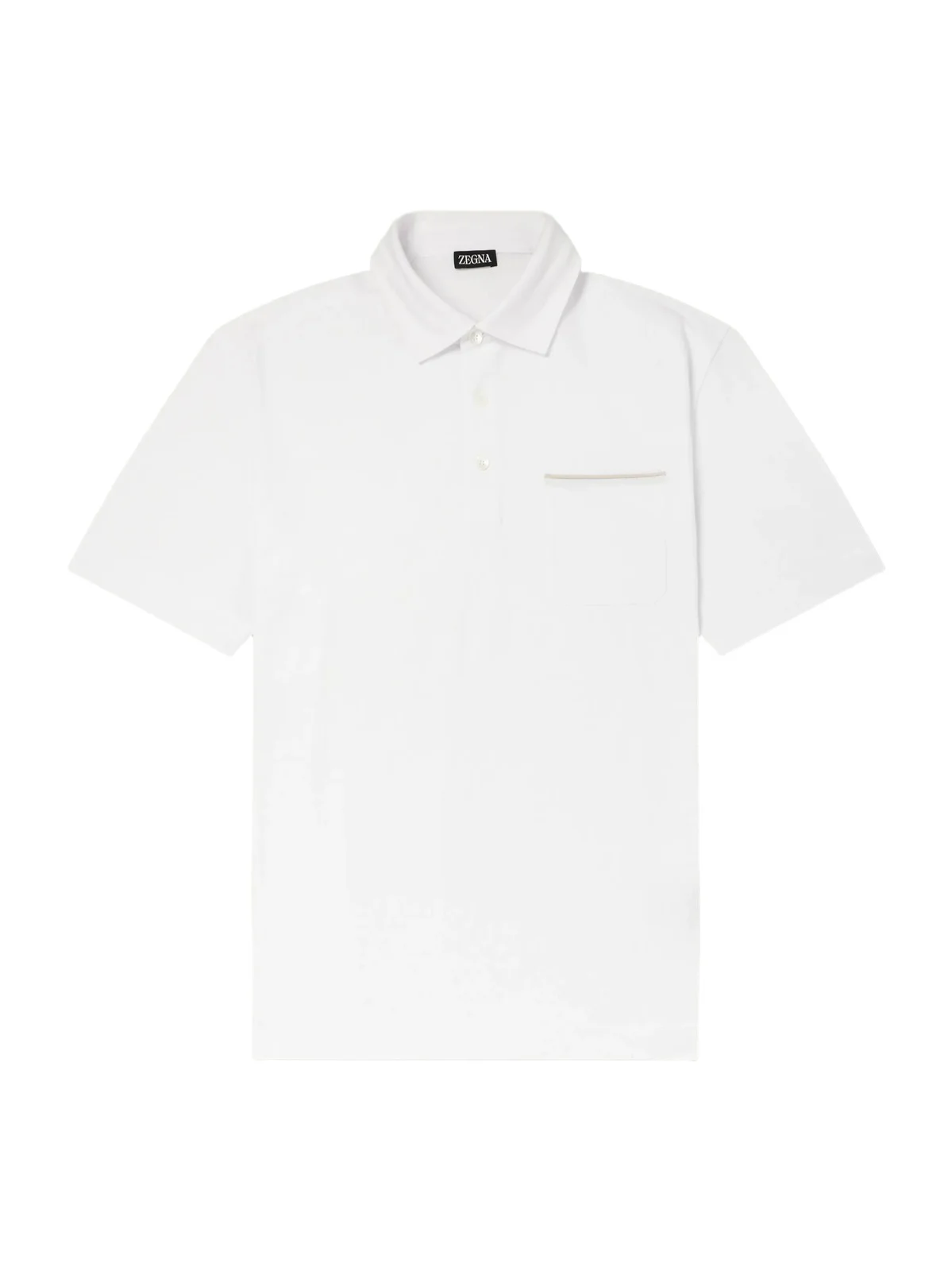Zegna Leather-Trimmed Cotton-Piqué Polo Shirt - Men