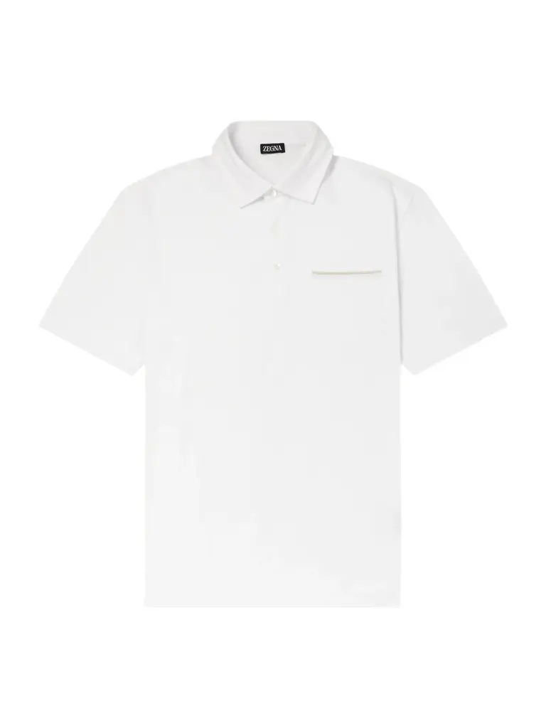 Leather-Trimmed Cotton-Piqué Polo Shirt - Men