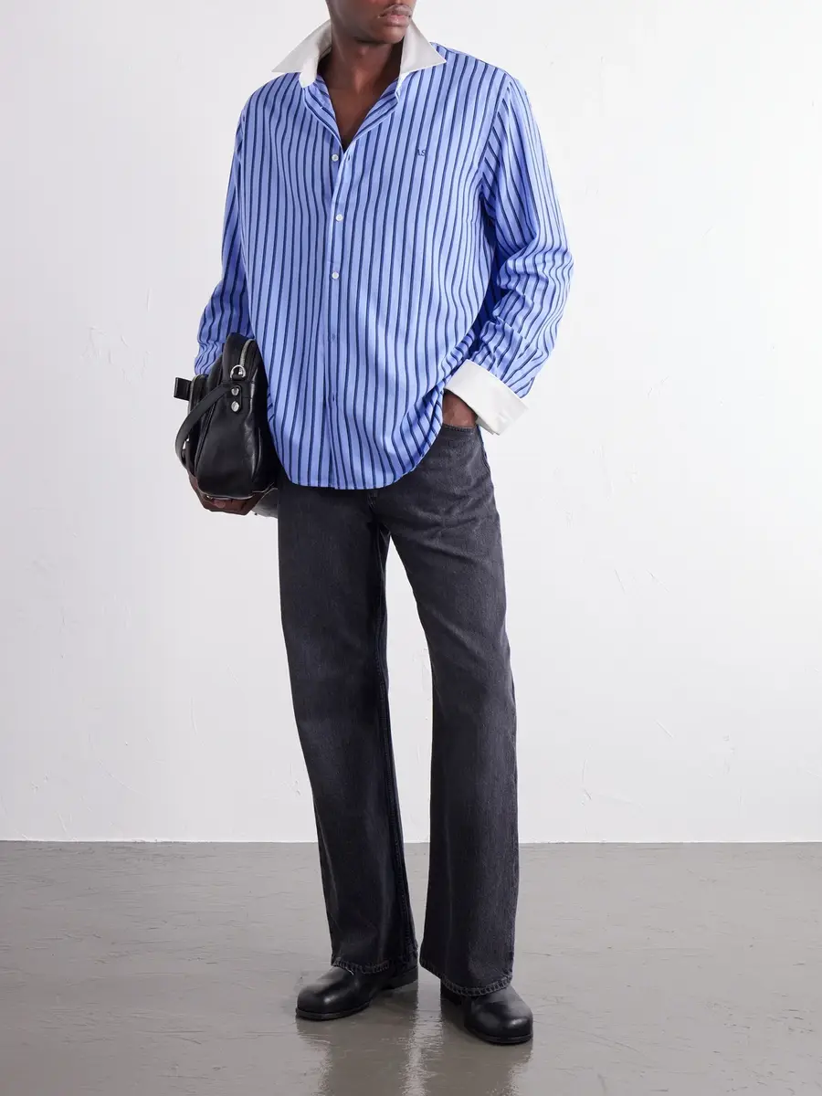 Acne Studios Logo-Embroidered Striped Poplin Shirt - Men | Thumbnail 2 Acne Studios Logo-Embroidered Striped Poplin Shirt - Men | Thumbnail 2