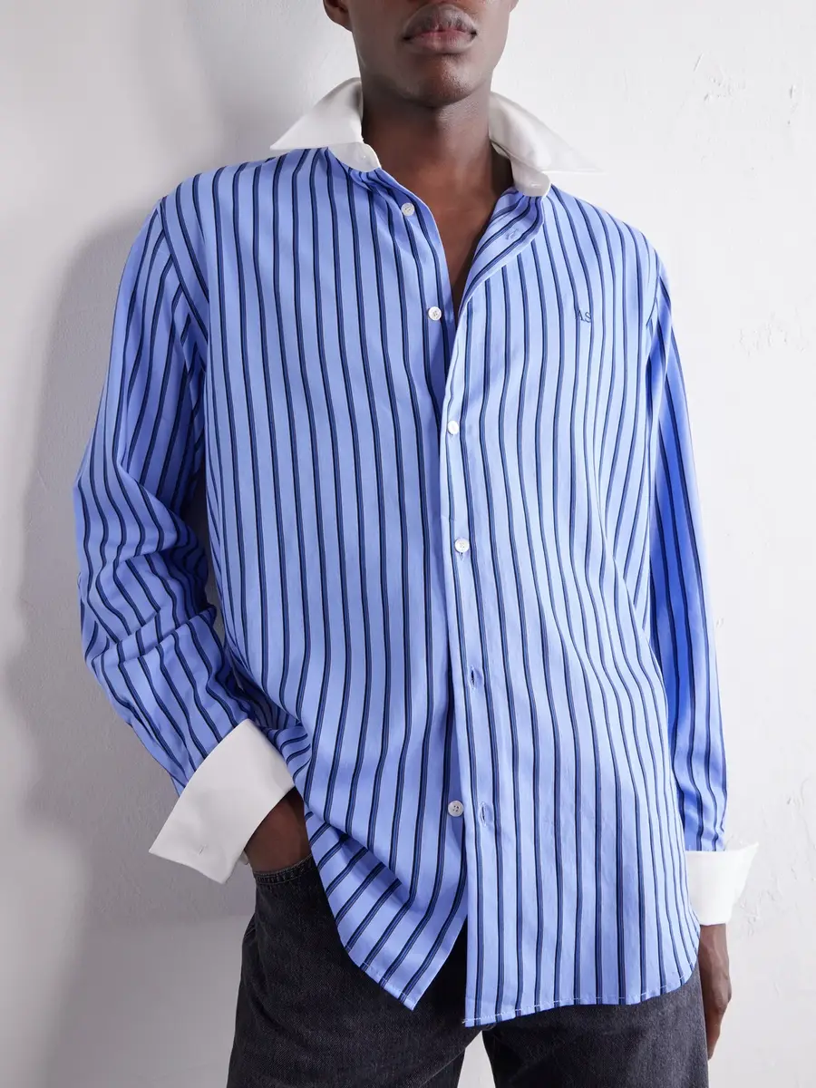 Acne Studios Logo-Embroidered Striped Poplin Shirt - Men | Thumbnail 5 Acne Studios Logo-Embroidered Striped Poplin Shirt - Men | Thumbnail 5