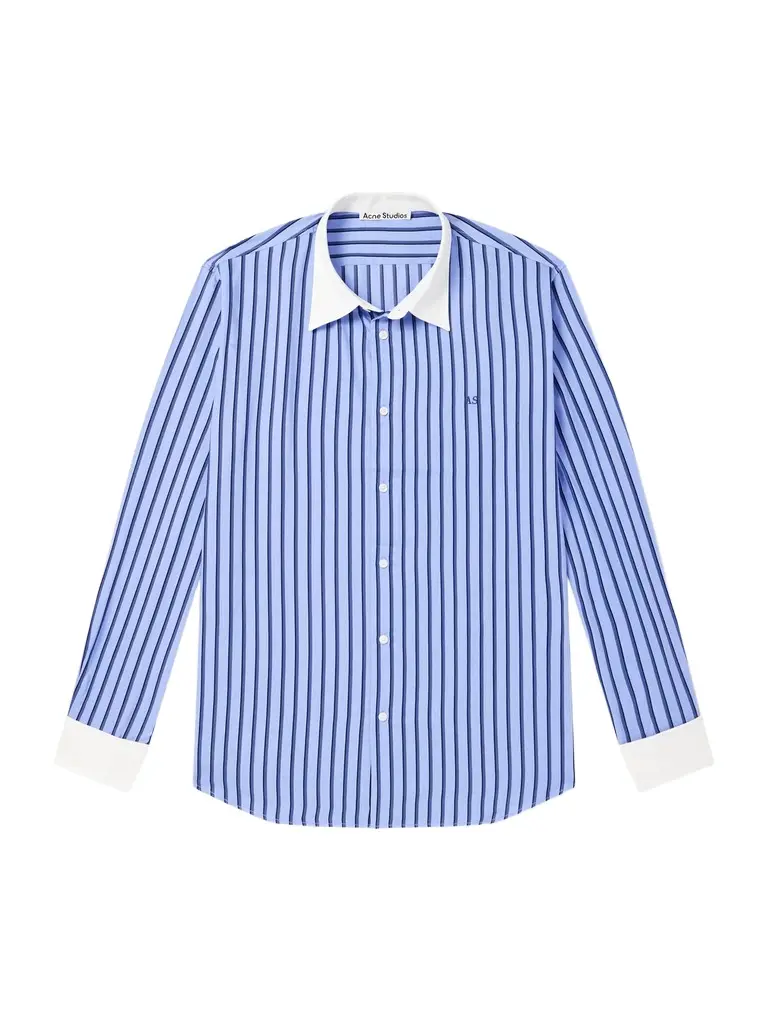 Logo-Embroidered Striped Poplin Shirt - Men Logo-Embroidered Striped Poplin Shirt - Men