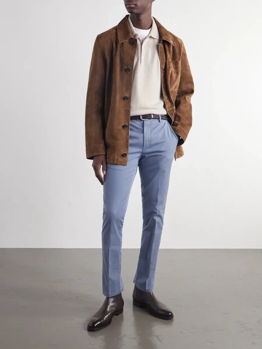 Canali Straight-Leg Stretch-Cotton Twill Trousers - Men | Thumbnail 2