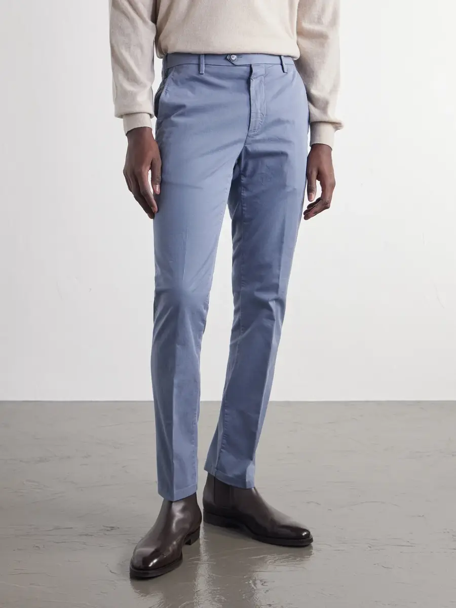 Canali Straight-Leg Stretch-Cotton Twill Trousers - Men | Thumbnail 3