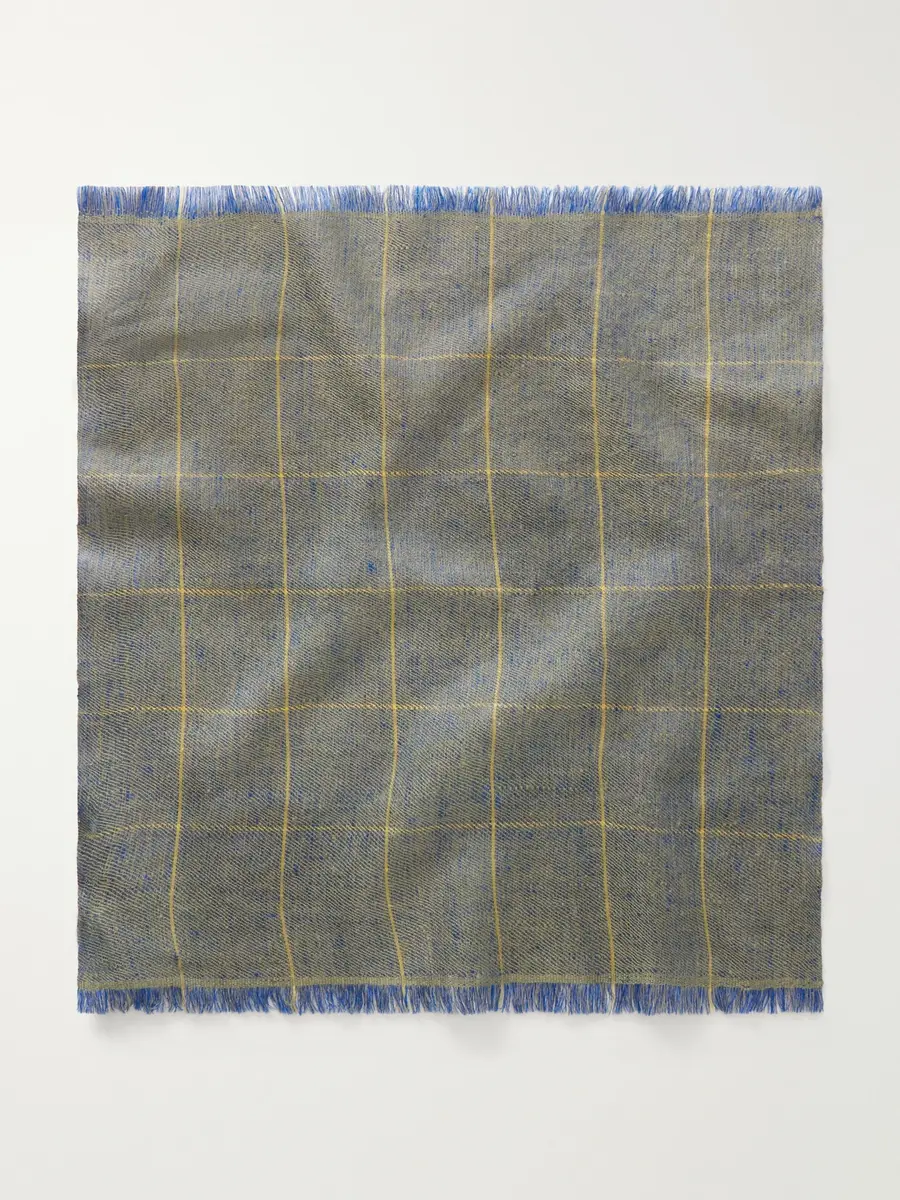 Anderson & Sheppard Frayed Checked Cashmere-Twill Pocket Square - Men | Thumbnail 4 Anderson & Sheppard Frayed Checked Cashmere-Twill Pocket Square - Men | Thumbnail 4