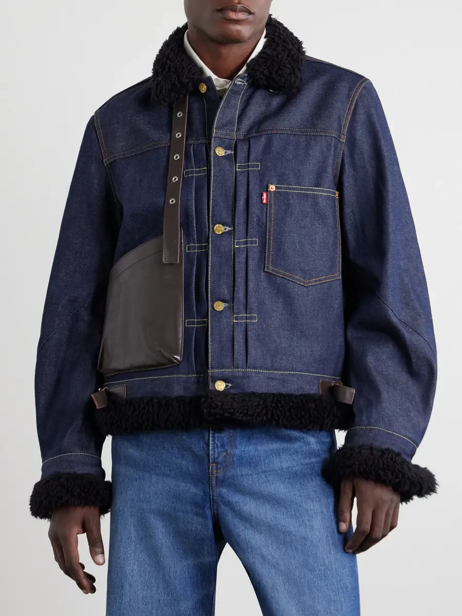 Sacai Levi's Plush-Trimmed Denim Jacket - Men | Thumbnail 3