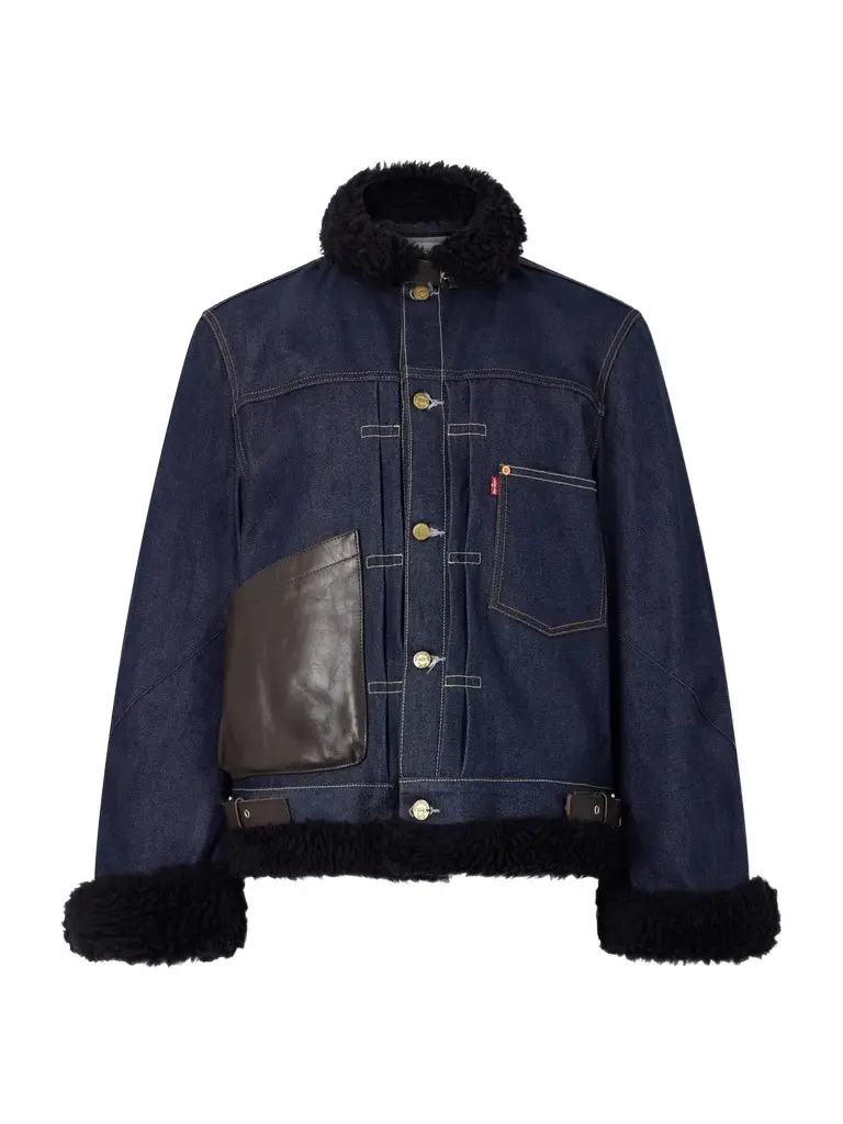 Sacai Levi's Plush-Trimmed Denim Jacket - Men