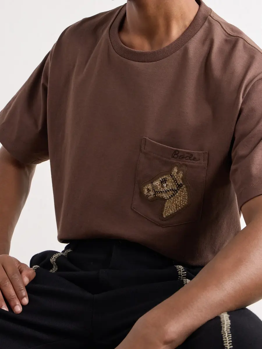 BODE Sequin-Embellished Cotton-Jersey T-Shirt - Men | Thumbnail 5
