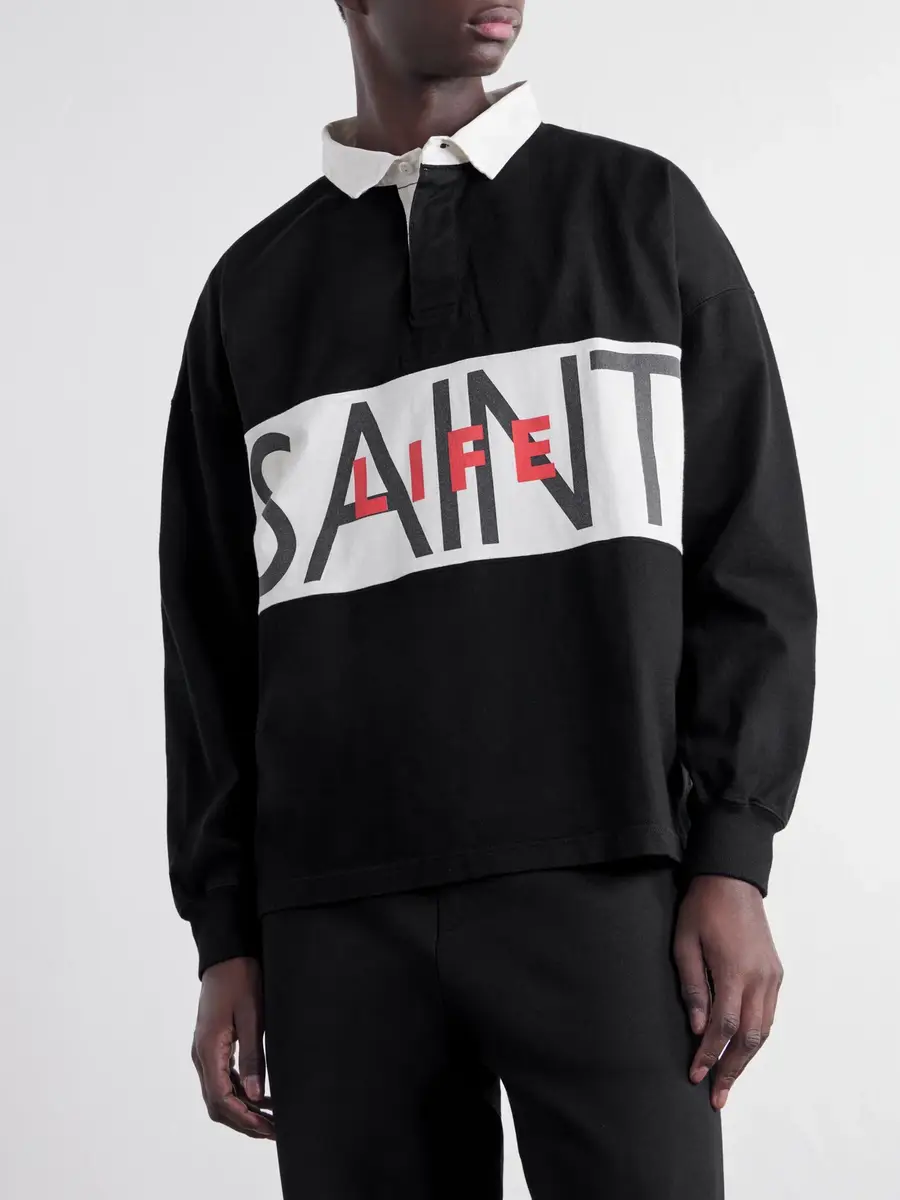 SAINT Mxxxxxx Saint Life Printed Cotton-Jersey Polo Shirt - Men | Thumbnail 3 SAINT Mxxxxxx Saint Life Printed Cotton-Jersey Polo Shirt - Men | Thumbnail 3
