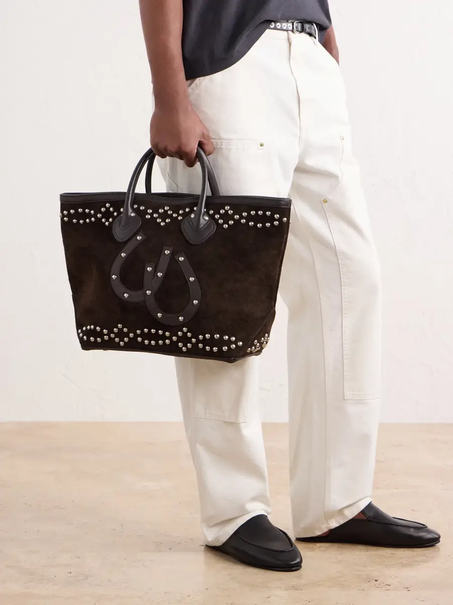 BODE Studded Leather-Trimmed Suede Tote Bag - Men | Thumbnail 2 BODE Studded Leather-Trimmed Suede Tote Bag - Men | Thumbnail 2