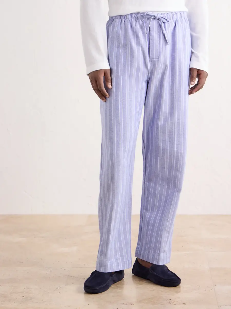 Derek Rose Arran 20 Straight-Leg Striped Herringbone Brushed-Cotton Twill Pyjama Trousers - Men | Thumbnail 3