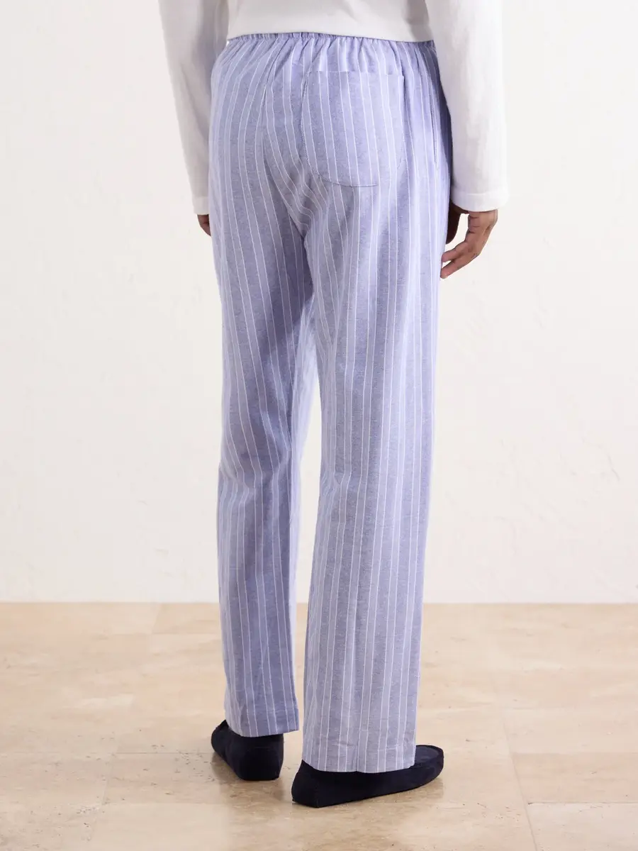 Derek Rose Arran 20 Straight-Leg Striped Herringbone Brushed-Cotton Twill Pyjama Trousers - Men | Thumbnail 4