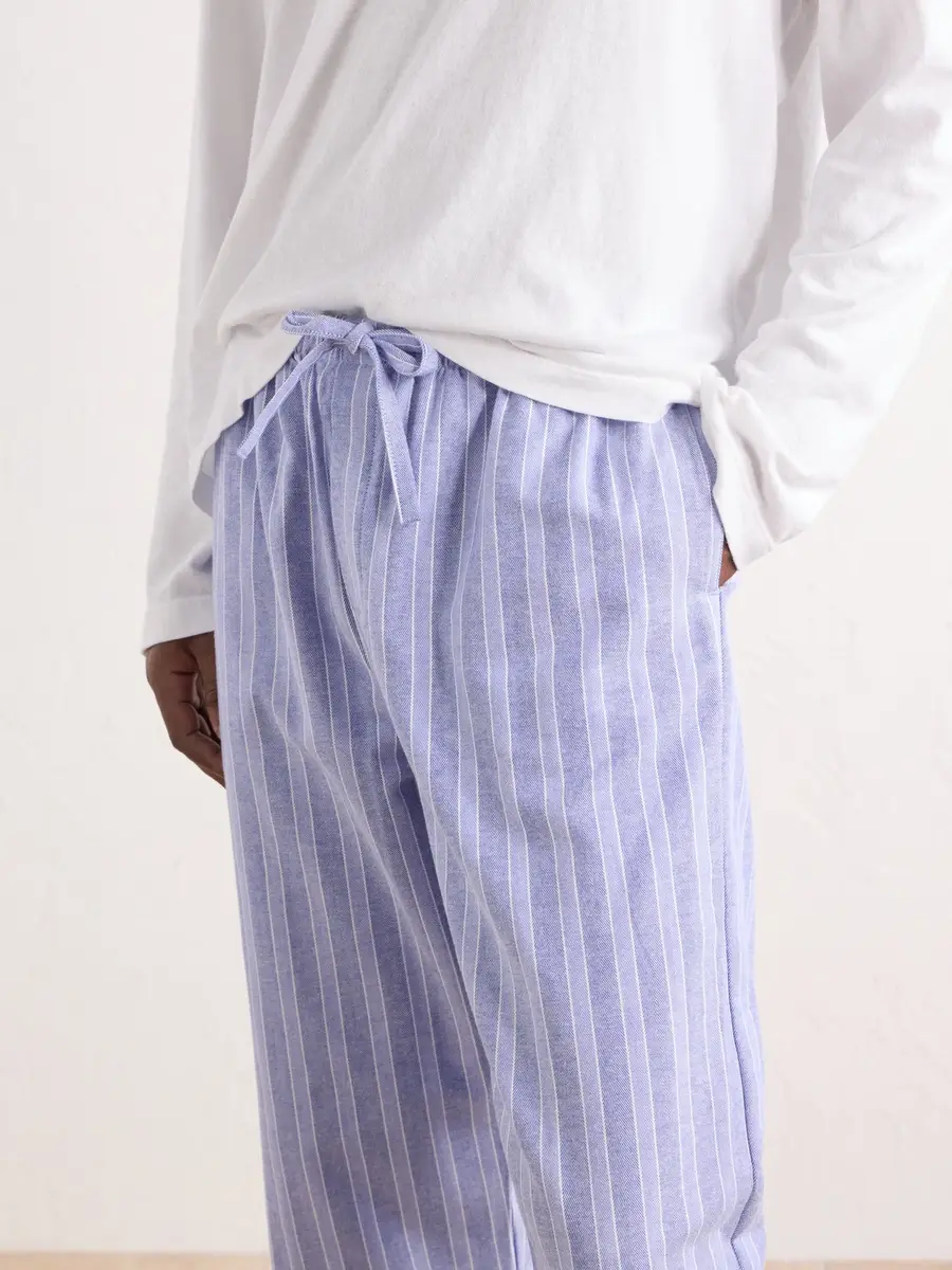 Derek Rose Arran 20 Straight-Leg Striped Herringbone Brushed-Cotton Twill Pyjama Trousers - Men | Thumbnail 5