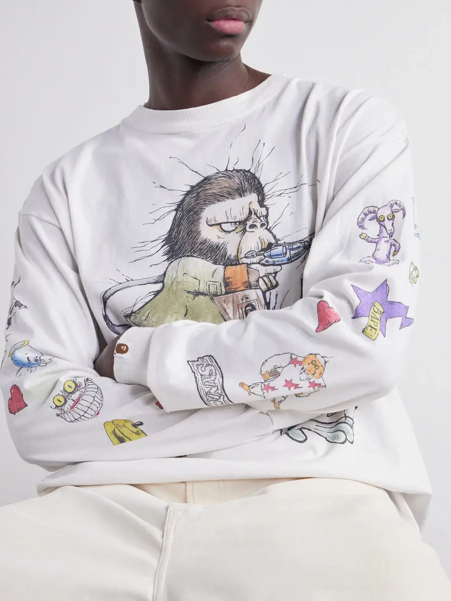 SAINT Mxxxxxx BAPE® Running Printed Distressed Cotton-Jersey T-Shirt - Men | Thumbnail 5 SAINT Mxxxxxx BAPE® Running Printed Distressed Cotton-Jersey T-Shirt - Men | Thumbnail 5
