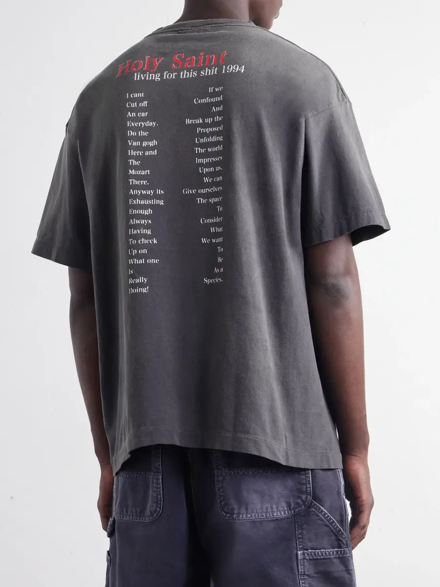 SAINT Mxxxxxx Love Circulation Printed Distressed Cotton-Jersey T-Shirt - Men | Thumbnail 4 SAINT Mxxxxxx Love Circulation Printed Distressed Cotton-Jersey T-Shirt - Men | Thumbnail 4