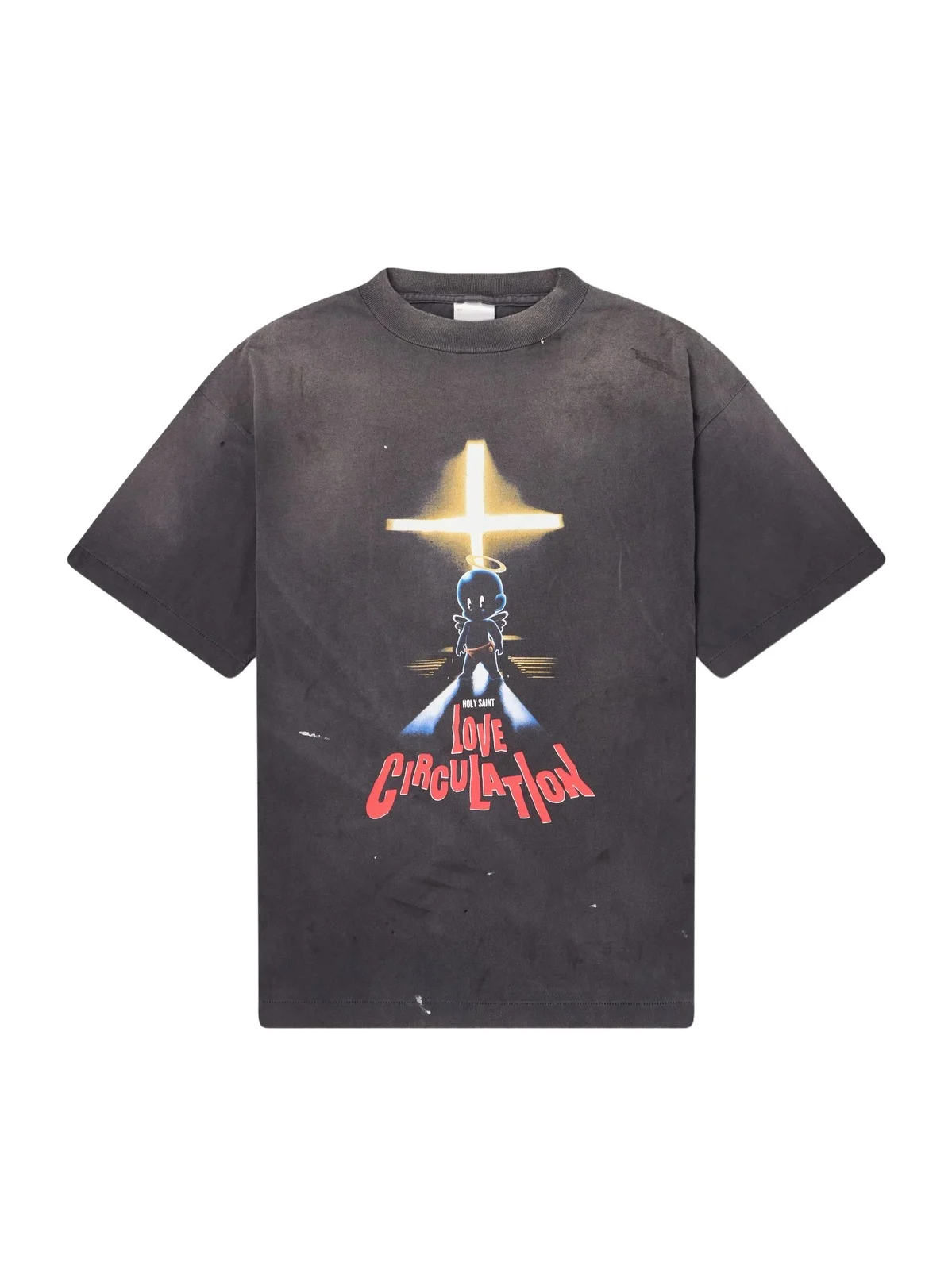 SAINT Mxxxxxx Love Circulation Printed Distressed Cotton-Jersey T-Shirt - Men