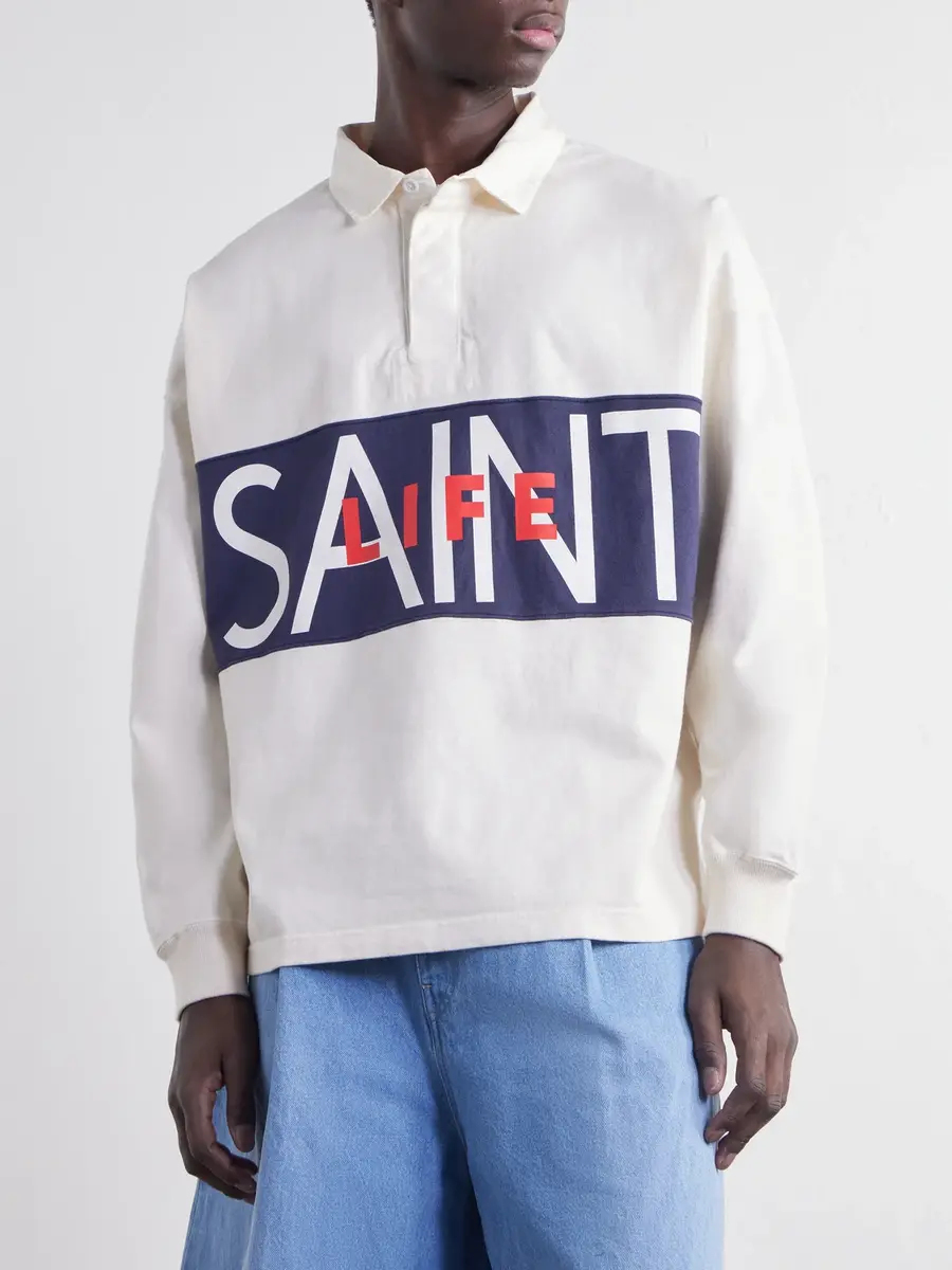 SAINT Mxxxxxx Saint Life Printed Cotton-Jersey Polo Shirt - Men | Thumbnail 3 SAINT Mxxxxxx Saint Life Printed Cotton-Jersey Polo Shirt - Men | Thumbnail 3
