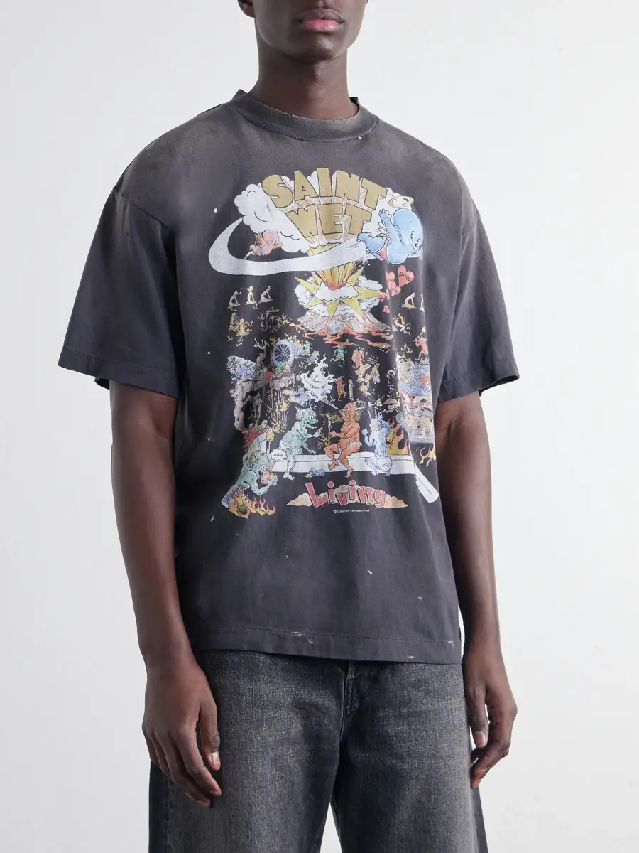 SAINT Mxxxxxx Living Printed Distressed Cotton-Jersey T-Shirt - Men | Thumbnail 3 SAINT Mxxxxxx Living Printed Distressed Cotton-Jersey T-Shirt - Men | Thumbnail 3