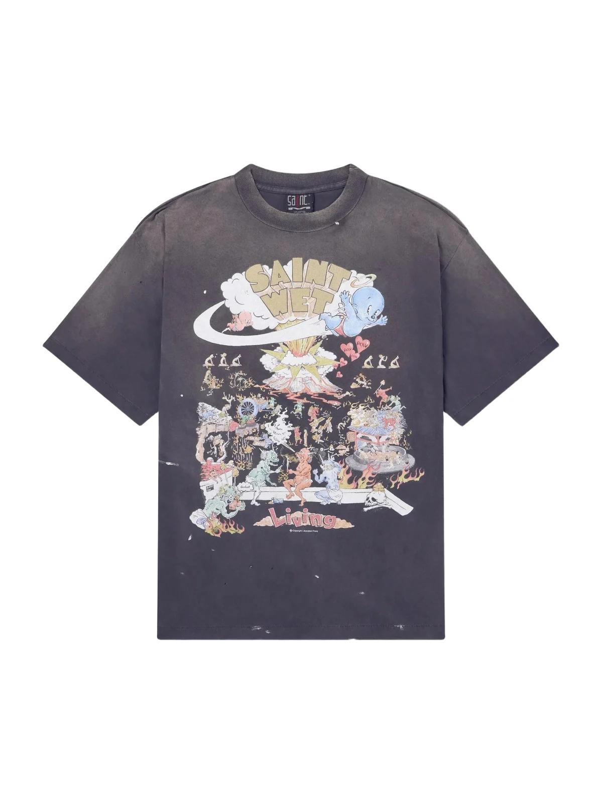 SAINT Mxxxxxx Living Printed Distressed Cotton-Jersey T-Shirt - Men
