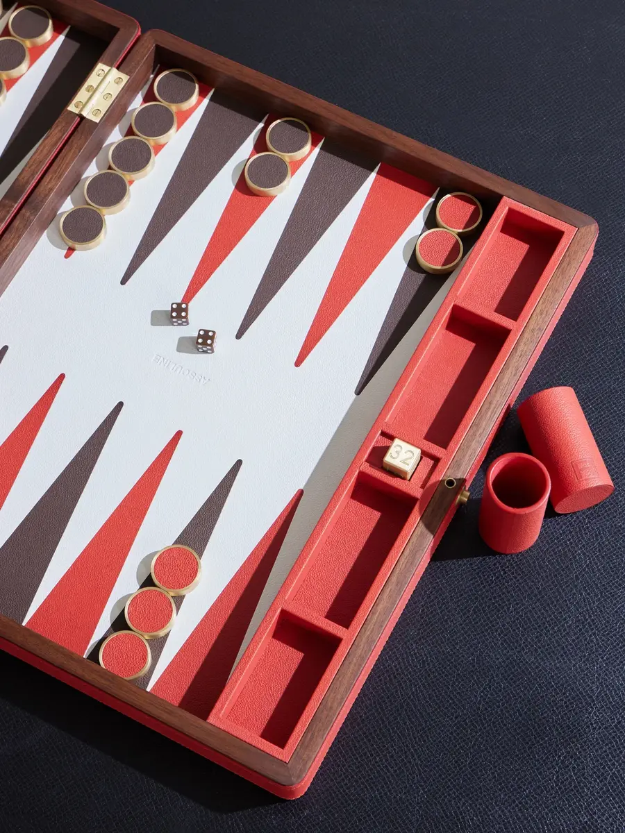 ASSOULINE Pebble-Grain Leather, Brass and Wood Backgammon Set - Men | Thumbnail 2