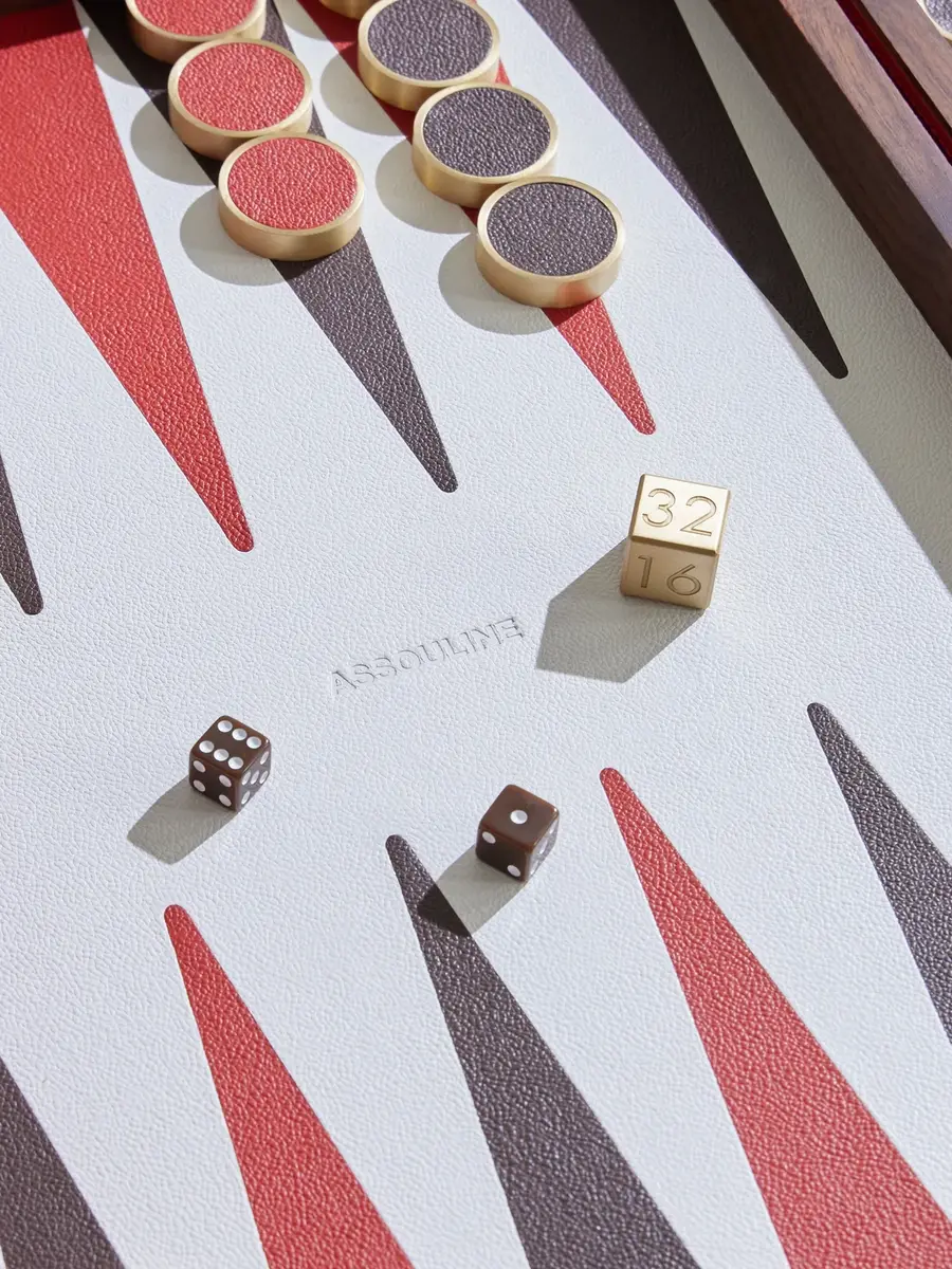 ASSOULINE Pebble-Grain Leather, Brass and Wood Backgammon Set - Men | Thumbnail 4