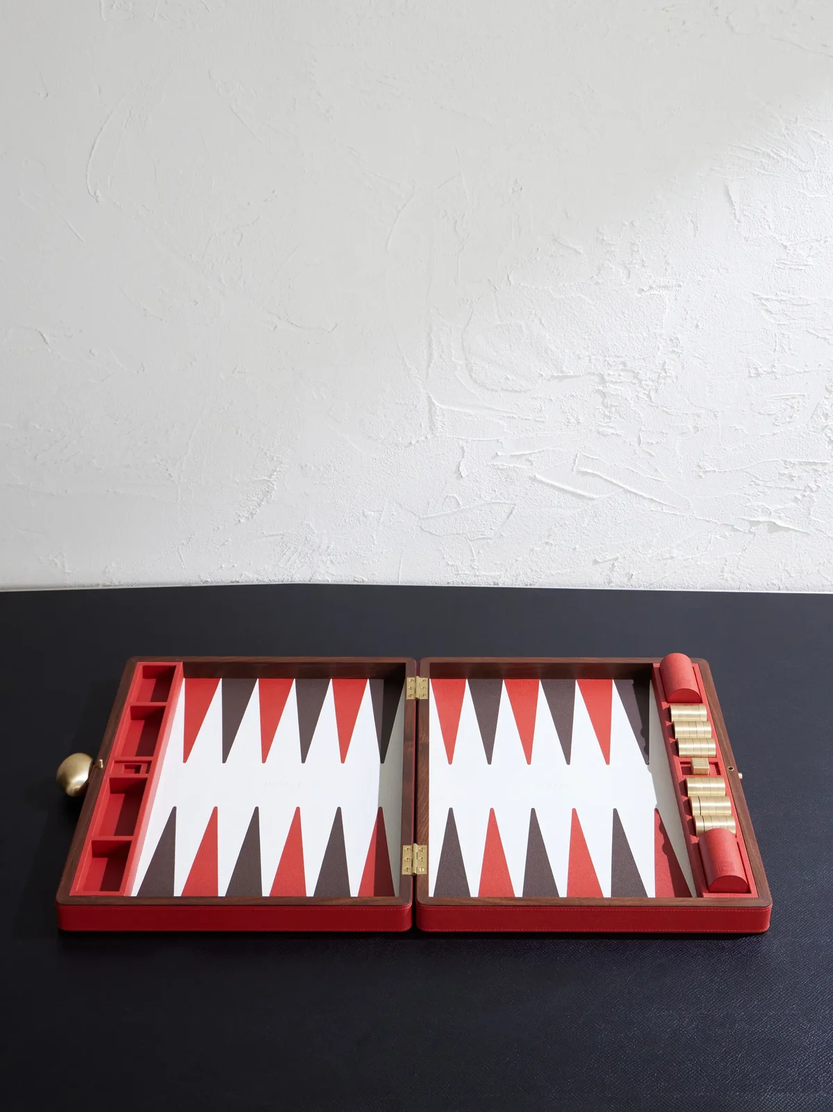ASSOULINE Pebble-Grain Leather, Brass and Wood Backgammon Set - Men