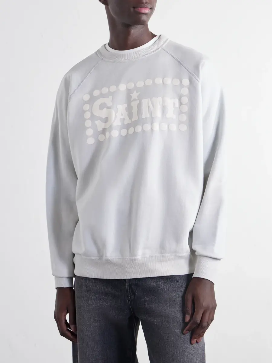 SAINT Mxxxxxx Saint Printed Distressed Cotton-Jersey Sweatshirt - Men | Thumbnail 3