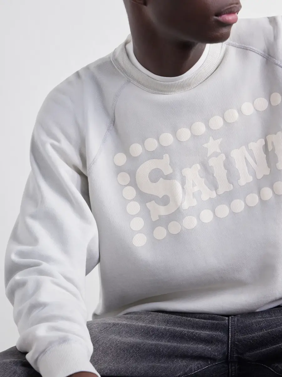 SAINT Mxxxxxx Saint Printed Distressed Cotton-Jersey Sweatshirt - Men | Thumbnail 5