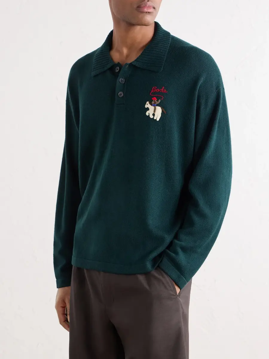 BODE Logo-Detailed Merino Wool Polo Shirt - Men | Thumbnail 3 BODE Logo-Detailed Merino Wool Polo Shirt - Men | Thumbnail 3