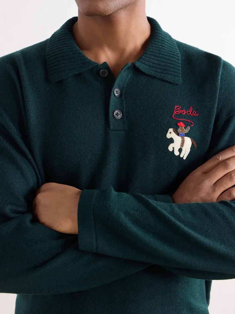 BODE Logo-Detailed Merino Wool Polo Shirt - Men | Thumbnail 5 BODE Logo-Detailed Merino Wool Polo Shirt - Men | Thumbnail 5