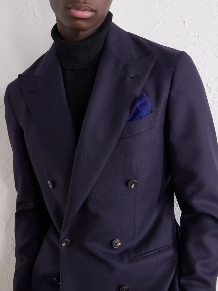 Anderson & Sheppard Frayed Checked Cashmere-Twill Pocket Square - Men | Thumbnail 2 Anderson & Sheppard Frayed Checked Cashmere-Twill Pocket Square - Men | Thumbnail 2